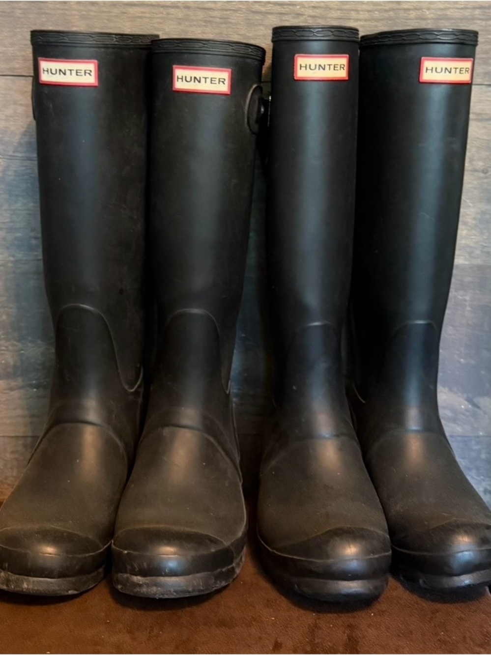 2 pairs of Hunter Women Black Tall Waterproof Rain Boots - Classic Logo